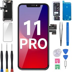 for iPhone 11 Pro Screen Replacement 5.8" with Ear Speaker Proximity Sensor, 11pro 3D Touch LCD Display Full Assembly Digitizer Fix Tools with Glass Front Earpiece, Repair Kit A2160, A2217, A2215