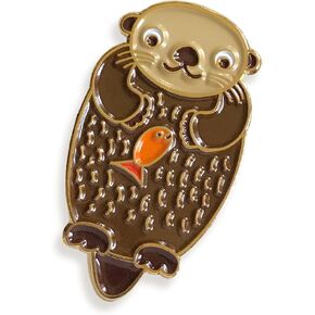 Night Owl Paper Goods Otter Enamel Pin, 3/4 inch Wide x 1-1/4 inch Tall, Gold