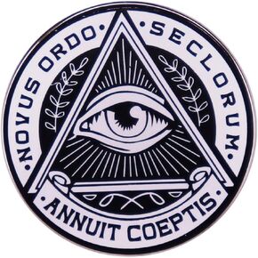 All Seeing Eye of Providence Illuminati Masonic Freemason Knight Templar Novus Ordo Seclorum Annuit Coeptis 1.2" Lapel Enamel Pin