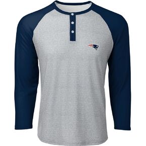 FOCO New England Patriots NFL Mens Team Logo Gray Long Sleeve Henley