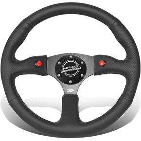 NRG Innovations RST-023D-R 2" Deep Dish 3-Spoke Suede Wrapped 350mm Steering Wheel,6X70mm Bolt Pattern,Matte Black