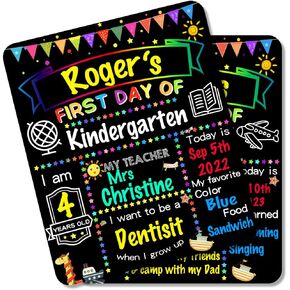 First Last Day of School Chalkboard, Reusable First Last Day of School Board, 12 * 10 inch First Day of School Sign, Double Sided Back to School Board, Photo Prop for Kids