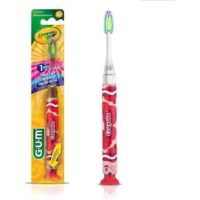 GUM - 202RK Crayola Timer Light Toothbrush (Single Toothbrush) Soft Bristle, Packaging May Vary