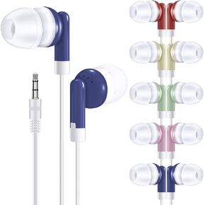 100 Pack Kids Earbuds Wired Earphones Wired Earbuds Multipack Earbuds Earphones Headphones Earbuds for School Library Museum Classroom Students (Mixed Colors)