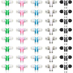 100 Pack Kids Earbuds Wired Earphones Wired Earbuds Multipack Earbuds Earphones Headphones Earbuds for School Library Museum Classroom Students (Mixed Colors)