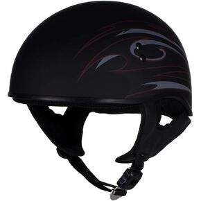 Hot Leathers HLT68 'Tribal Black' Advanced DOT Approved Motorcycle Skull Cap Half Helmet for Men and Women Biker