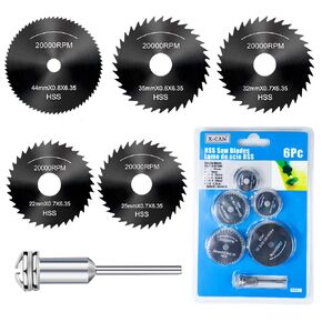 6PC Mini HSS Circular Black Saw Blade with Vapo Coating for Rotary Tools