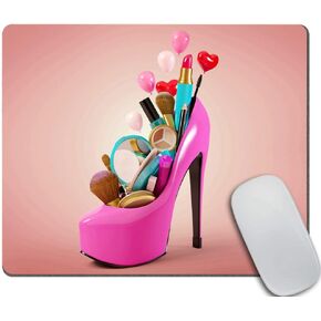 Cosmetics Set into a Woman's Shoe Desk Accessories Mousepad Cute Desk Decor Mousepad Funny Cat Shoe Print Pink Mousepad Office Decor
