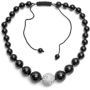 Dazzlingrock Collection Swarovski Crystal Beaded Choker Necklace Graduating White and Black Disco Ball Faceted Unisex Adjustable