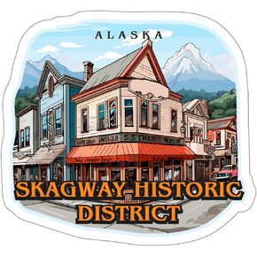 Skagway Historic District Alaska Sticker Souvenir Decal Vinyl Small Waterproof for Water Bottle Mug Passport Scrapbook Notebook Laptop Tumbler Skateboard Computer Phone 4"