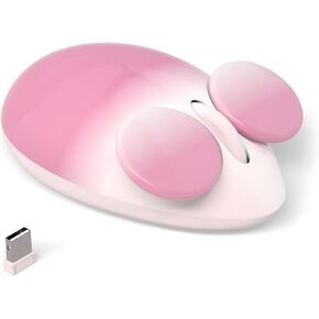 UBOTIE Bluetooth Wireless Optical Mouse, Portable Wireress Bluetooth and USB Nano Connection Cute Rat Shape Colorful Gift Computer Mouse for Laptop PC Tablet Smart Phones(B-Pink)