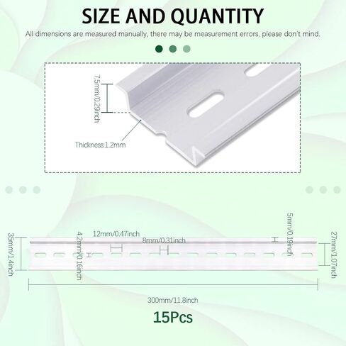 Keadic 15Pcs DIN Rail Slotted Aluminum, 4 Inches Long 35mm Wide 7.5mm High in Saudi Arabia