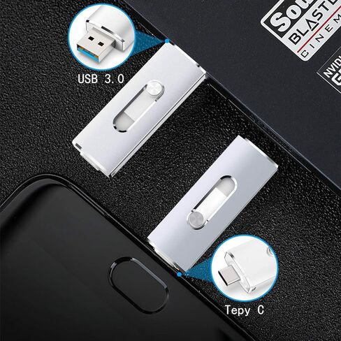 محرك أقراص فلاش 64 جيجا بايت، محرك أقراص فلاش Aiibe Thumb Drive، محرك أقراص فلاش 64 جيجا بايت USB 3.0 نوع C قابل للسحب بدون غطاء مزدوج USB OTG للهواتف الذكية USB C، Samsung Galaxy S8 S9، الكمبيوتر اللوحي، Mac والكمبيوتر الشخصي in Kuwait