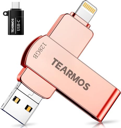 Flash Drives 128GB Intended for iPhone, Memory Stick Storage for Photos and Videos, iOS External Memory Storage Flash Drive Compatible with iPhone iPad Android and Computers (Rose Gold) in Saudi Arabia