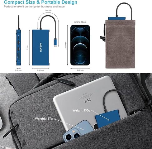 12 Ports USB C Docking Station - HOPDAY Triple Monitor USB C Hub with HDMI, VGA, Ethernet, 100W PD, USB A 3.0, and SD/TF Card Reader for Laptop and Tablet in Saudi Arabia