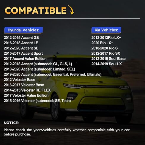حزمة ملف الإشعال UF652 متوافقة مع 2012-2020 HYUNDAI Accent، 2012-2017 HYUNDAI Veloster/2012-2020 Kia Rio، 2012-2019 Kia Soul Replaces#273012B100 C1803 GN10634 5C1860 (مجموعة من 4) in Saudi Arabia