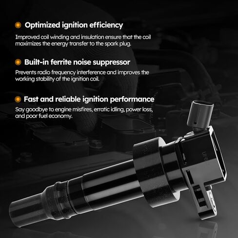 حزمة ملف الإشعال UF652 متوافقة مع 2012-2020 HYUNDAI Accent، 2012-2017 HYUNDAI Veloster/2012-2020 Kia Rio، 2012-2019 Kia Soul Replaces#273012B100 C1803 GN10634 5C1860 (مجموعة من 4) in Saudi Arabia