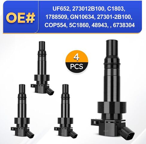 حزمة ملف الإشعال UF652 متوافقة مع 2012-2020 HYUNDAI Accent، 2012-2017 HYUNDAI Veloster/2012-2020 Kia Rio، 2012-2019 Kia Soul Replaces#273012B100 C1803 GN10634 5C1860 (مجموعة من 4) in Saudi Arabia