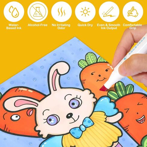 SAYEEC Washable Markers, 24 Colors Art Markers Set with Case, Fine Chisel Dual Tips Drawing Pens Water-Based Markers for Kids Artist Adults Coloring Books Sketching Journaling Illustration Manga Comic in Kuwait