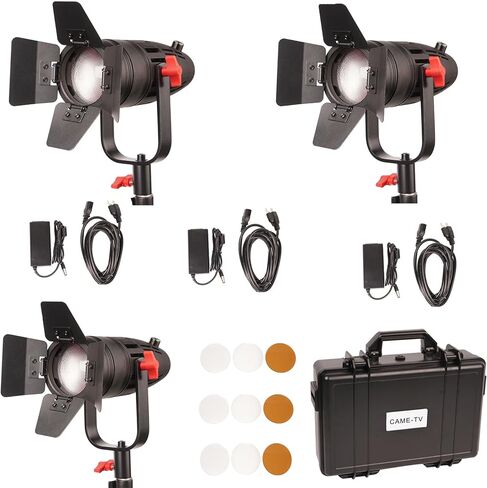 Came-TV 3 Pack Led Video Light Boltzen B-30W COB Fresnel Focusable Video Lights 5600K بدون مروحة LED فيديو ضوء النهار عالي CRI96+ TLCI97+Dimmable 0%-100% باب الحظيرة قابل للإزالة، مجموعة إضاءة Stuido in Kuwait