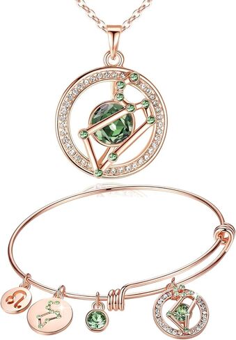 مجموعة مجوهرات Leafael Superstar Zodiac Necklace الأساور، برج الأسد، مطلي بالذهب الوردي عيار 14 قيراط in Saudi Arabia