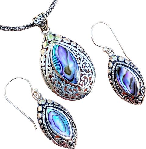 Bali ethnic Sterling Silver set Necklace,pendant, earrings 06 in Saudi Arabia