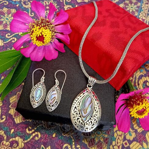 Bali ethnic Sterling Silver set Necklace,pendant, earrings 06 in Saudi Arabia