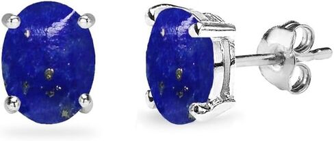 Sterling Silver Cabochon Stone Oval 6x4mm Prong-set Stud Earrings in Saudi Arabia