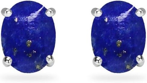 Sterling Silver Cabochon Stone Oval 6x4mm Prong-set Stud Earrings in Saudi Arabia