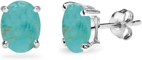 Sterling Silver Cabochon Stone Oval 6x4mm Prong-set Stud Earrings in Saudi Arabia