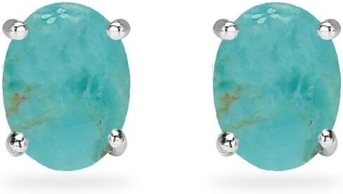 Sterling Silver Cabochon Stone Oval 6x4mm Prong-set Stud Earrings in Saudi Arabia