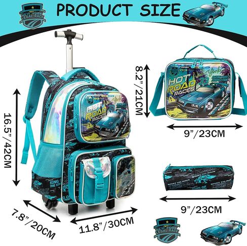 Meetbelify Kids Rolling Backpack with Wheels for Boys Rolling Backpacks with Lunch Box for Elementary School Students 3 in 1 Travel Luggage Suitcase for Boys Age 8-10 in Kuwait