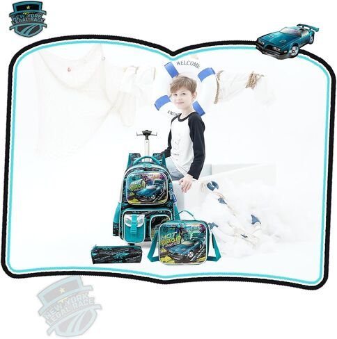 Meetbelify Kids Rolling Backpack with Wheels for Boys Rolling Backpacks with Lunch Box for Elementary School Students 3 in 1 Travel Luggage Suitcase for Boys Age 8-10 in Kuwait