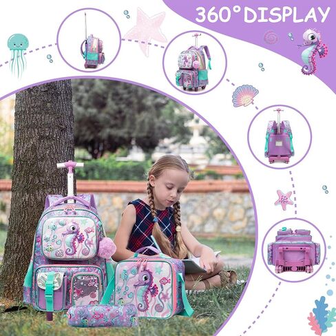 Meetbelify Kids Rolling Backpack with Wheels for Boys Rolling Backpacks with Lunch Box for Elementary School Students 3 in 1 Travel Luggage Suitcase for Boys Age 8-10 in Saudi Arabia