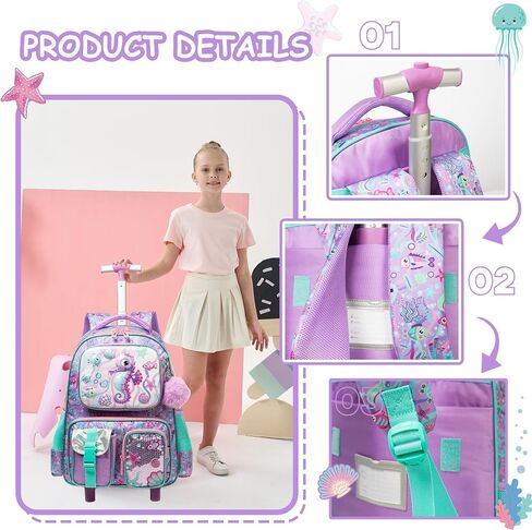 Meetbelify Kids Rolling Backpack with Wheels for Boys Rolling Backpacks with Lunch Box for Elementary School Students 3 in 1 Travel Luggage Suitcase for Boys Age 8-10 in Saudi Arabia