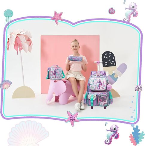 Meetbelify Kids Rolling Backpack with Wheels for Boys Rolling Backpacks with Lunch Box for Elementary School Students 3 in 1 Travel Luggage Suitcase for Boys Age 8-10 in Saudi Arabia