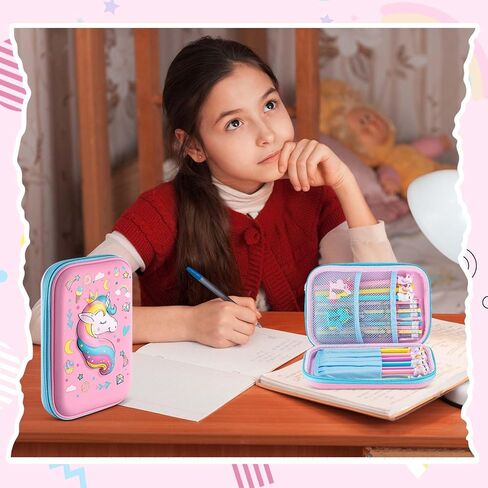 Eccliy 20 قطعة حقيبة ظهر شفافة وردية اللون ومجموعة قرطاسية يونيكورن لطيفة حقيبة ظهر مدرسية شفافة حقيبة غداء وحيد القرن مقلمة ثلاثية الأبعاد مع مقصورة أقلام رصاص ومبراة لهدايا الأطفال والفتيات في الملعب in Kuwait