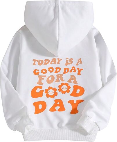 Girls' Letter Graphic Hoodies Long Sleeve Cute Pullover Tops Cartoon Sweatshirt in Saudi Arabia