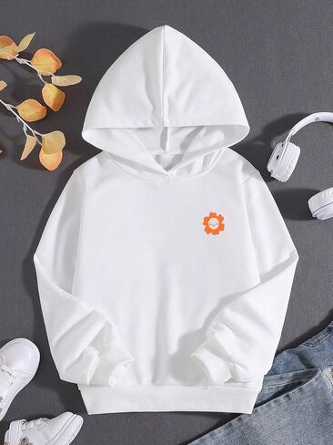 Girls' Letter Graphic Hoodies Long Sleeve Cute Pullover Tops Cartoon Sweatshirt in Saudi Arabia