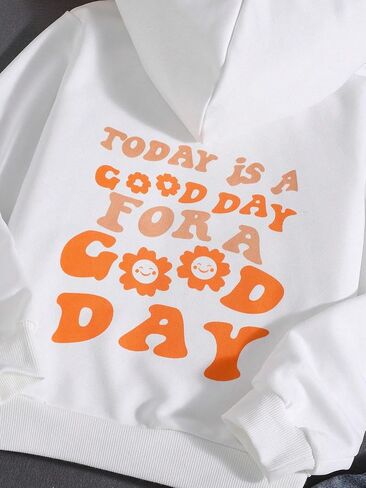 Girls' Letter Graphic Hoodies Long Sleeve Cute Pullover Tops Cartoon Sweatshirt in Saudi Arabia