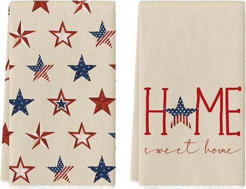 Artoid Mode America Stars Home National 4th of July مناشف المطبخ مناشف الأطباق، 18 × 26 بوصة مجموعة مناشف اليد للديكور الصيفي الموسمي مكونة من 2 in Saudi Arabia