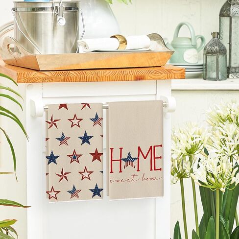 Artoid Mode America Stars Home National 4th of July مناشف المطبخ مناشف الأطباق، 18 × 26 بوصة مجموعة مناشف اليد للديكور الصيفي الموسمي مكونة من 2 in Saudi Arabia