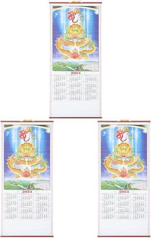 Operitacx 2024 Wall Calendars Chinese Year of The Dragon Calendar 2024 New Year's Calendar Chinese Zodiac Hanging Scroll Wall Calendar, Home Office Decoration Calendar in Saudi Arabia