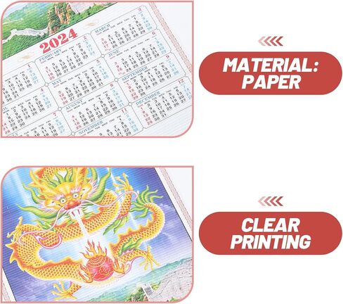 Operitacx 2024 Wall Calendars Chinese Year of The Dragon Calendar 2024 New Year's Calendar Chinese Zodiac Hanging Scroll Wall Calendar, Home Office Decoration Calendar in Saudi Arabia