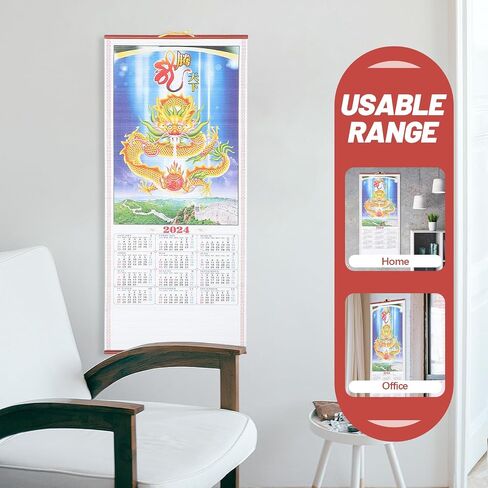 Operitacx 2024 Wall Calendars Chinese Year of The Dragon Calendar 2024 New Year's Calendar Chinese Zodiac Hanging Scroll Wall Calendar, Home Office Decoration Calendar in Saudi Arabia
