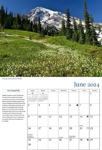 Mount Rainier National Park 2024 Calendar in Saudi Arabia