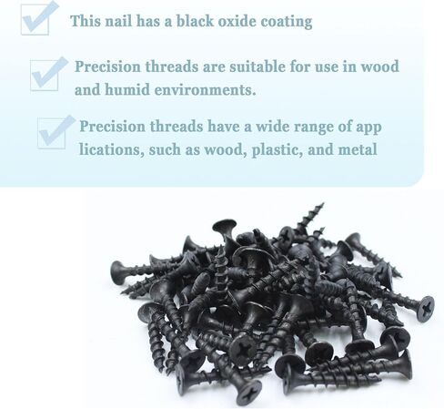 KAZFFD#8 × 1 بوصة برغي خشبي فيليبس برأس مسطح، مسامير سوداء مقاومة للصدأ مطلية، فولاذ مقاوم للصدأ 18-8 ملولب بالكامل 8 × 1 بوصة برغي خشب (200 قطعة) in Kuwait