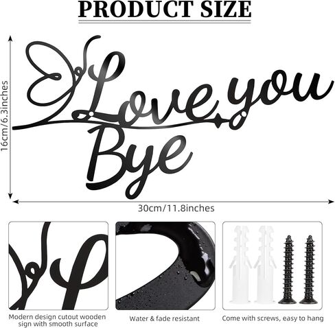 علامة Love You Bye المعدنية، لوحة فنية جدارية لباب المزرعة، لافتة باب المدخل والمدخل، ديكورات عيد الحب، علامة عائلية تعبر عن الحب والدفء، ديكور جداري in Kuwait