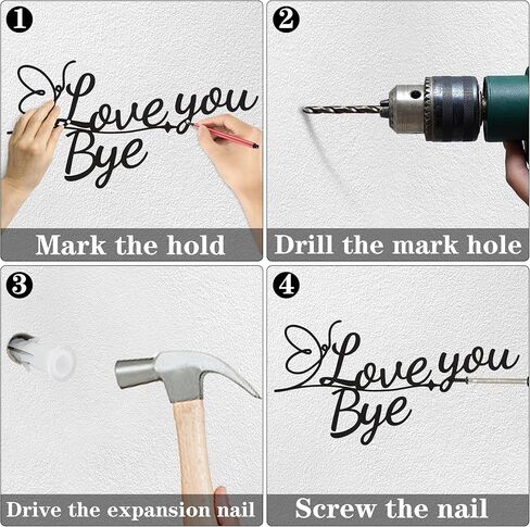 علامة Love You Bye المعدنية، لوحة فنية جدارية لباب المزرعة، لافتة باب المدخل والمدخل، ديكورات عيد الحب، علامة عائلية تعبر عن الحب والدفء، ديكور جداري in Kuwait