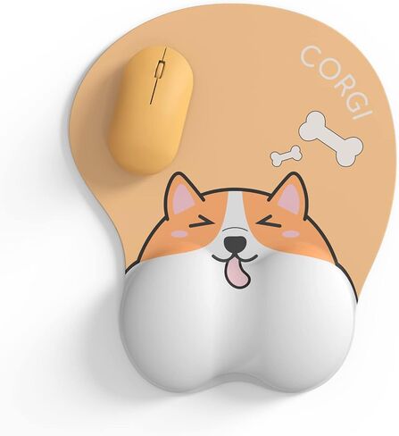 Funny Corgi Ergonomic Mouse Pad with Wrist Support, Non-Slip Backing Corgi Anime Cute Gel Mouse Pad Wrist Rest, Easy-Typing and Pain Relief for Gaming Office Computer Laptop (Corgi) in Saudi Arabia